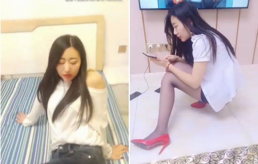 無水印性感絲襪紅高跟鞋牛仔褲白襯衫美女這打扮太誘惑了看着她被操得淫蕩浪叫 忍不住要刷皇冠！